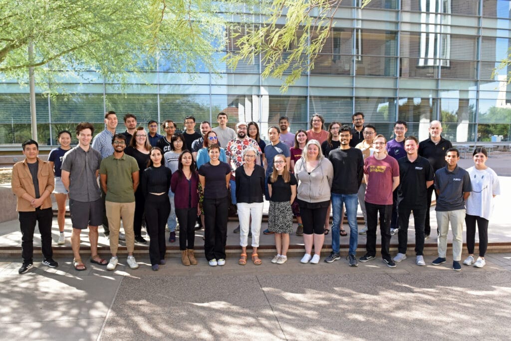 The Biodesign Center for Biocomputing, Security and Society team as a group outside.