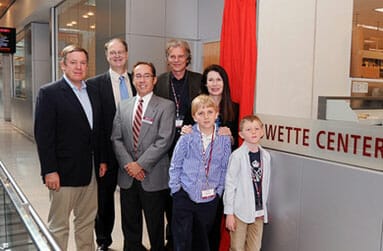 ASU President Michael Crow, Director Ferran Garcia-Pichel and Swette family